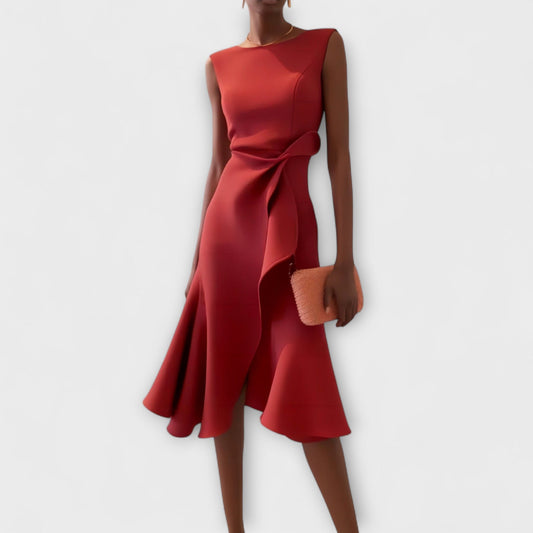 Lorena™ | Vestido midi asimétrico con elegantes pliegues