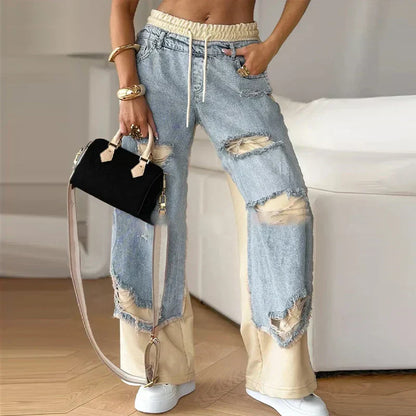 Josefa - Jeans de campana con estilo patchwork